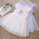 Summer Kids Girls Princess Dresses Flying Sleeve-Veeddydropshipping